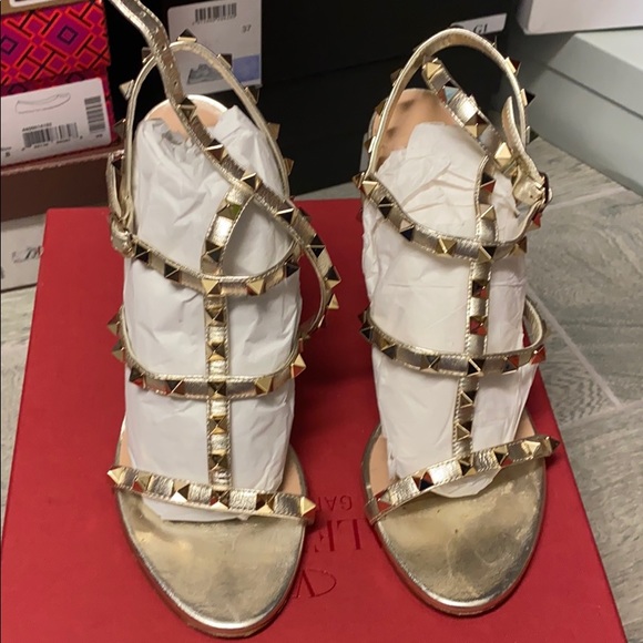 gold valentino rockstud sandals